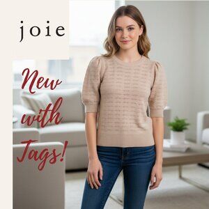 Joie Sweater | Women's Size XS | Tan | NWT | Short Sleeve Cropped Neutral Soft